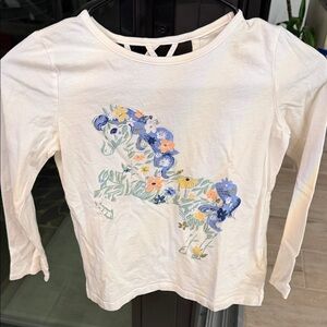 Carter's Cream Long Sleeve Shirt with Floral Unicorn